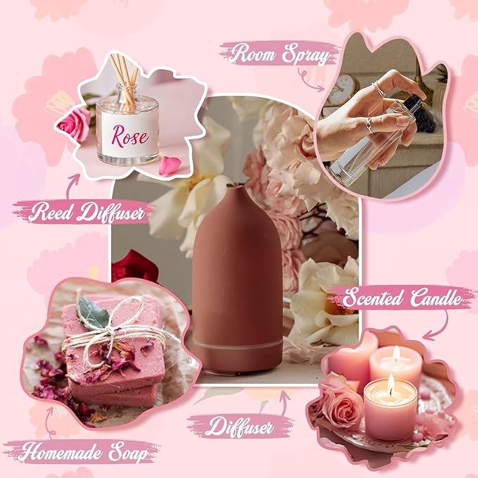 Floral Essential Oil Set, Premium Essential Oils for Diffusers for Home, Includes Lilac, Freesia, Jasmine, Cherry Blossom, Rose and Lavender Candle Scents for Candle Making, DIY Soaps,Cleaning