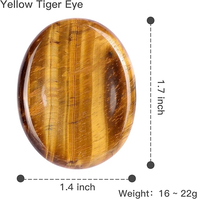 Tiger Eye Worry Stone Palm Stones Healing Crystals for Anxiety Meditation Thumb Stone Witchy Decor Gift 1.7"