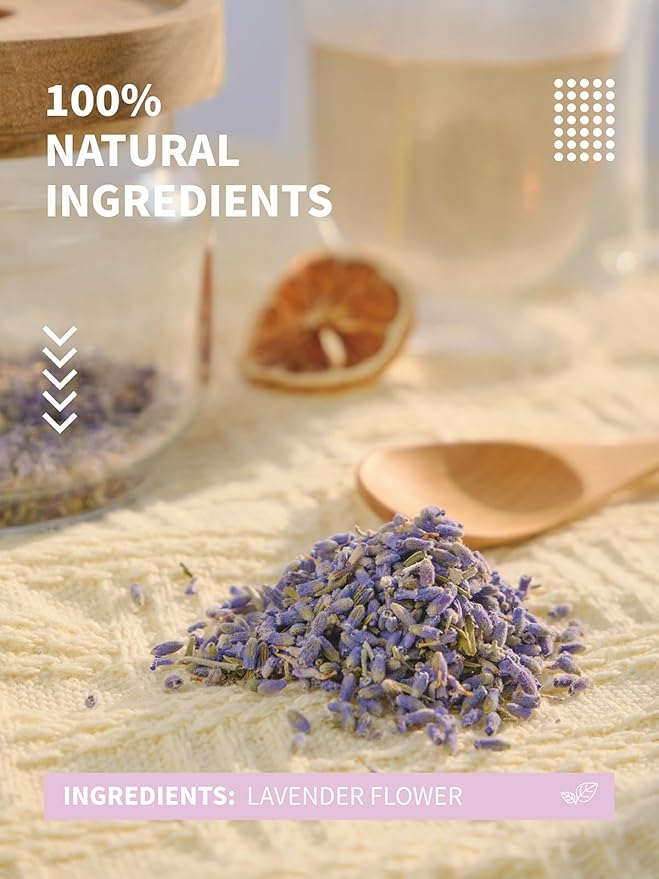 HYNTMYT Lavender Tea, Food Grade Lavender Herbal Tea, Natural Dried Lavender Buds for Tea, Baking, Lemonade, Fresh Aroma, 115g