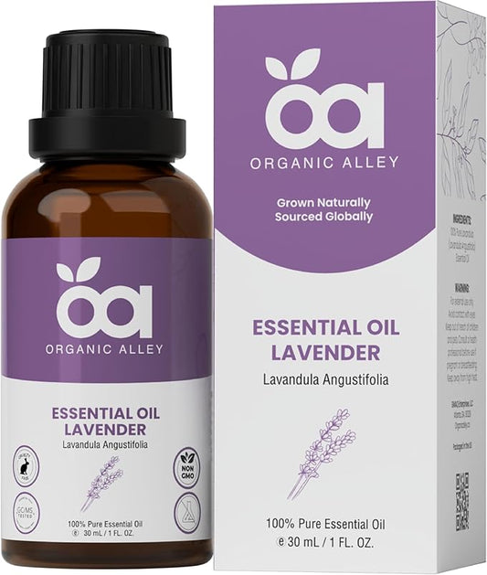 Lavender Essential Oil by Organic Alley | 100% Pure Therapeutic Grade | Natural Aromatherapy Oil | Essential Oil for Relaxation | Lavandula Angustifolia (1 Fl Oz, Lavender)