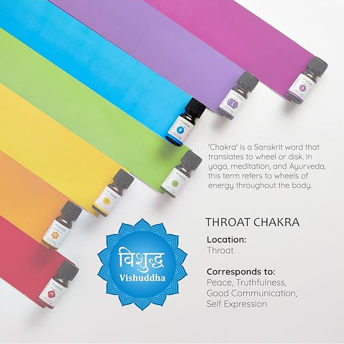 Throat Chakra Essential Oil Diffuser Blend by Aromafume | 3 x 10ml/0.33 fl oz | Vishuddha | Aromatherapy Oils for Chakra Balance | Peppermint & Lavender Extracts | Incense for Meditation, Yoga, Reiki