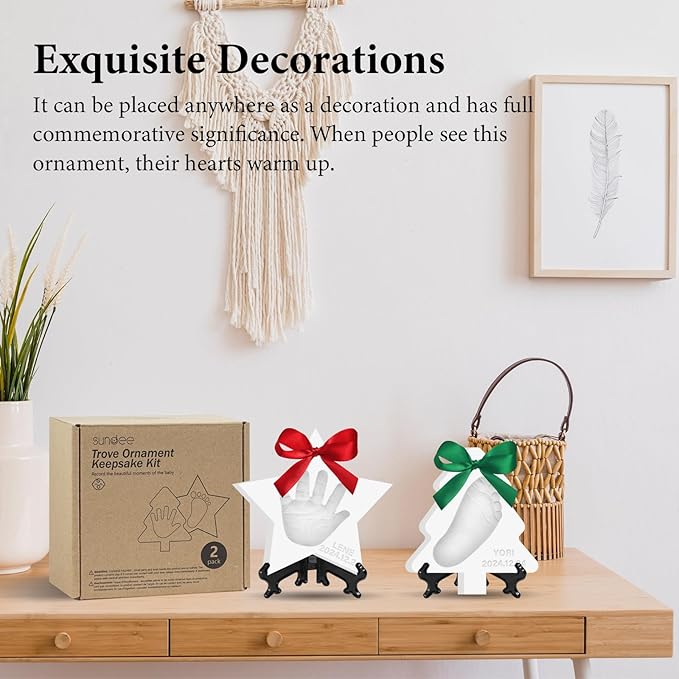 Baby Handprint Footprint Keepsake Ornament Kit, Personalized Baby Foot Printing Kit for Newborn Clay Impression Handmade DIY Imagination to Create