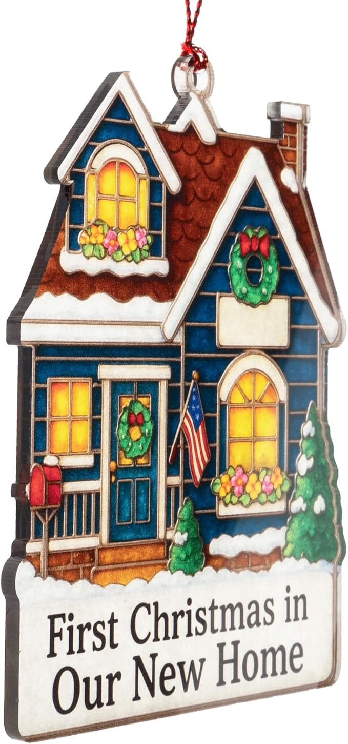 New Home Ornament 2025-New House Gift Ideas-Housewarming Gifts New Home-Xmas Ornament for Tree-Wooden Christmas Ornaments-White Elephant Gifts-Xmas Tree Decoration RUSATEN ONM-527-RST-NewCRM