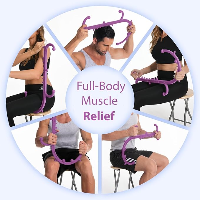 Deep Tissue Back & Neck Massager - Back Massager Stick for Pain Relief, Muscle Knot Remover, Trigger Point Massage Tool for Full Body, Shoulders, Legs - Pressure Point Massage Tool