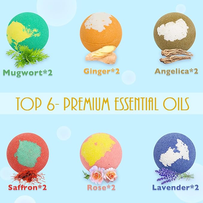 Foot Bath Bombs 12 Pack,Organic Foot Soak with Bath Salt,Foot Spa Bomb Rich Essential Oils for Dry Cracked, Athletes Foot, Stubborn Foot Odor Scent,Tired Sore Feet