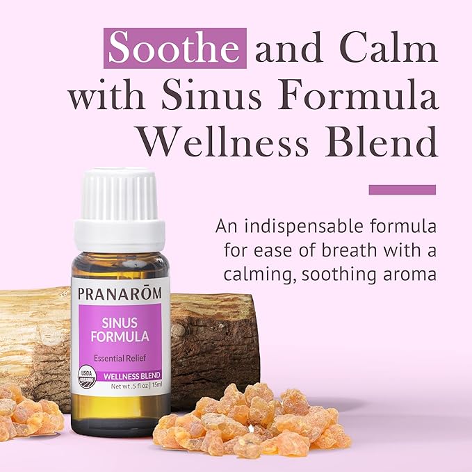Pranarom - Sinus Formula Essential Oil Blend, Organic Essential Oils for Health, Essential Oils for Wellness, Aromatherapy Essential Oils, Certified Organic, 15ml