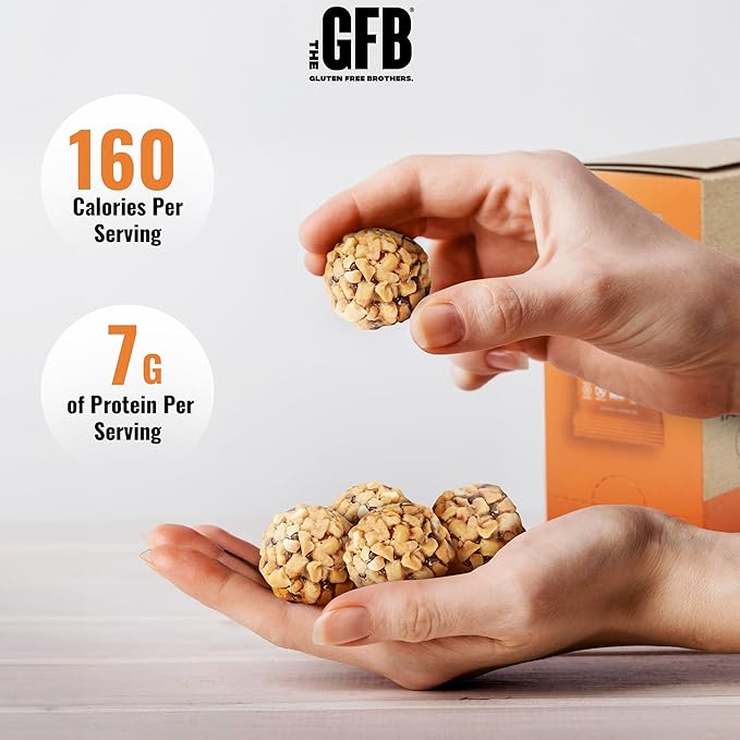 The Gluten Free Brothers Dark Chocolate Peanut Butter Bites - Gluten Free Protein Balls – Non GMO, Soy Free, Vegan – Snack Size Plant Based Protein Energy Balls, 1.2 oz (10 Count)