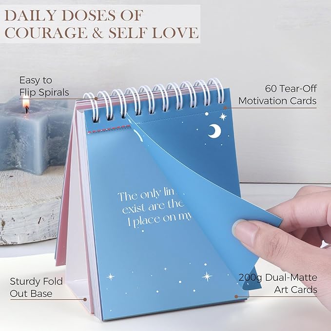 XKDOUS Affirmation Cards for Women, 60 Positive Affirmations Cards, Perpetual Calendar, Motivational Cards with Miracle Mantras, Birthday Inspirational Friendship Gifts for Women, Desk Accessories