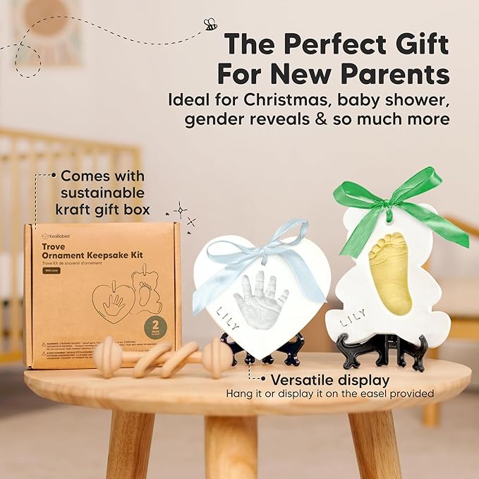 Baby Hand and Footprint Kit - Personalized Newborn Footprint Ornament, Clay Handprint Keepsake, Easy DIY Dog Paw Print Kit, Baby Shower Gifts for Boys, Girls, New Mom Gifts (with Love)