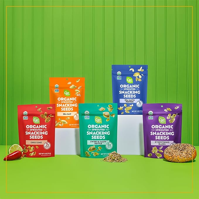 Go Raw Organic Sprouted Sea Salt & Pepper Snacking Seeds, 4 oz, 6 Pack, Pumpkin & Sunflower Seeds, Keto, Kosher