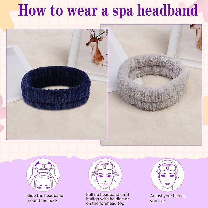 Spa Headband, Makeup Headband for Washing Face, Skincare Headbands for Girls Women, Soft Facial Makeup Head Band