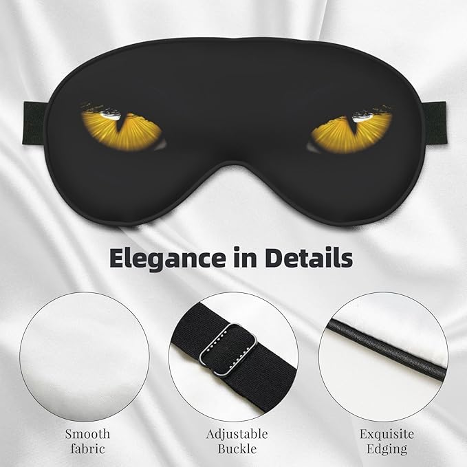 Yellow Eyeballs in Dark Sleeping Eye Mask Eye Mask for Sleeping Soft Comfort Eye Shade Blackout Eye Cover for Deep Rest Travel Nap Meditation