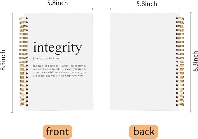 Integrity Definition Inspirational Notebook, Motivational Journal, Inspirational Gifts for Coworkers Women Men, Inspiring Work Spiral Notebooks 5.5x8.3 Inch