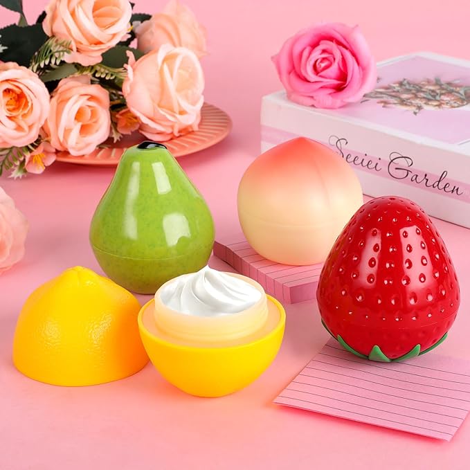 4 Pack Hand Cream Gifts Set For Women, Hand Lotion for Dry Cracked Hands, Birthday Gifts, Bridal Shower Favors, Thank You Gifts and Small Gifts for Women, 1.06 Oz (Strawberry, Pear, Lemon, Peach)
