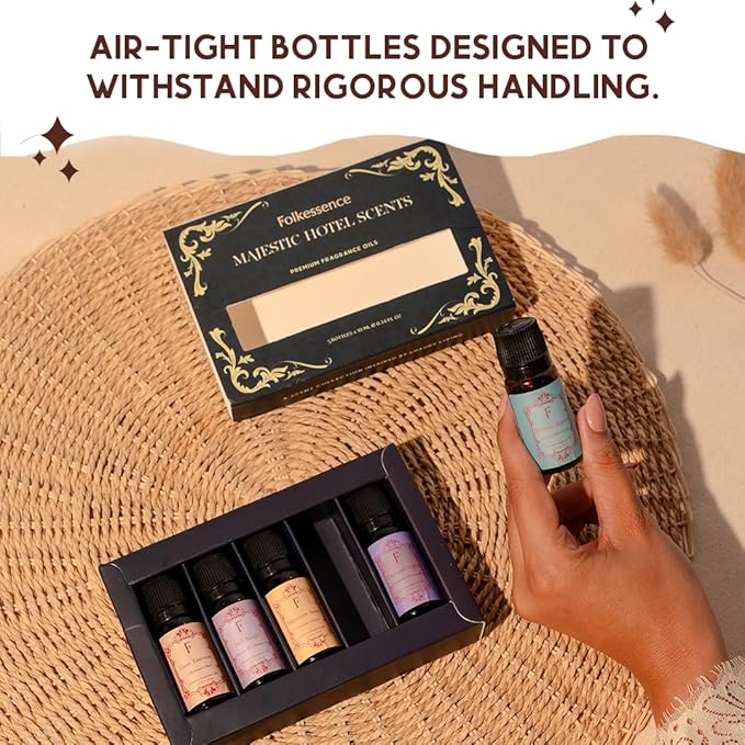 Folkulture Essential Oils for Home | Set of 5 (0.34 fl oz x 5) Hotel Collection Diffuser Oil | Lavender Essential Oil or Oud Oils for Relaxation | Jasmine Essential Oil or Cypress Scents for Women