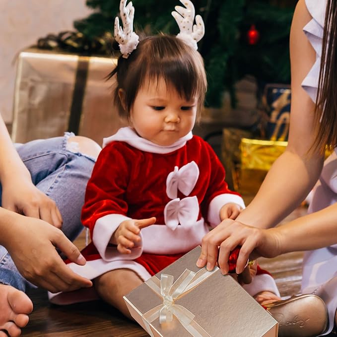 LIFELUM Gift Box for Presents 13.85'' x 8.35'' x 4.45'' Rose Gold Luxury Gift Box with Magnetic Lid Gift Boxes Contains Card, Ribbon, Shredded Paper Filler Gifts for Women (1Pcs)