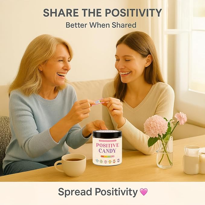 Positive Candy, 30 Daily Affirmations for Women, Teens, Sweet Positive Affirmation, Cute Motivation Candy Jar, Inspirational Gifts for Teen Girls & Women, Relaxation Stress Relief Gifts