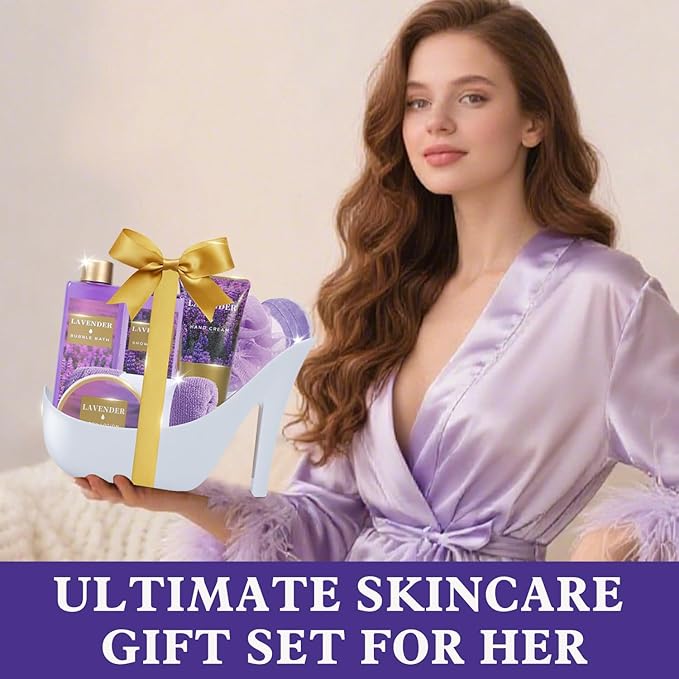 Gifts for Women Spa Gift Basket for Mom, Bath Gift Set for Bubble Bath, with Shower Gel, Shea Butter and Body Lotion, Anniversary Christmas Basket Gifts for Women, Mom, Wife