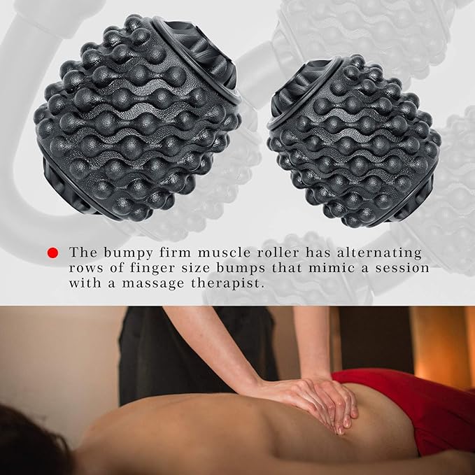 Cellulite Massage Tool Muscle Roller - Deep Fascia Massager & Dimpled Skin Remover for Legs, Thighs & Buttocks - Anti-Cellulite Roller, Smooth Skin, Pain Reliefs (Green Black-4 Wheel)