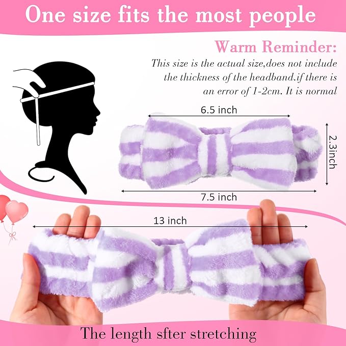WILLBOND Spa Headband Bow Hairband Facial Makeup Women Face Wash Adjustable Skincare Headbands Flannel Towel Soft Head Wraps for Women Shower Washing Face(Vivid,24 Pieces)