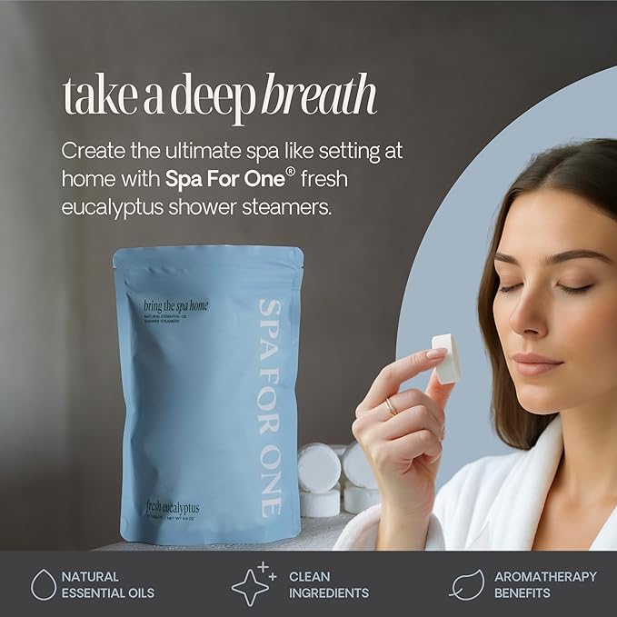 Shower Steamers Aromatherapy 10 Pack - Made in USA with Natural Essential Oils for Christmas Stocking Stuffers, Birthday Gifts for Women and Men, White Elephant, Self Care - Eucalyptus