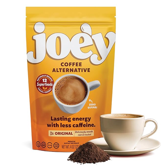 Joe'y Mushroom Coffee Alternative with Cacao and Dandelion Root, Chicory Coffee Substitute with Adaptogenic Superfoods, Vegan Gluten-Free Drink for Focus and Clean Energy without Jitters, 60 Servings