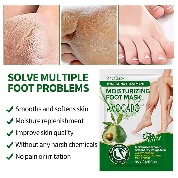 Moisturizing Foot Mask 5 Pack,Hydrating Foot Masks for Dry Cracked Feet,Moisturizing Socks Dry Skin Moisturizer for Soft and Smooth Touch Feet,Foot Care Spa Gifts for Women Men Stocking Stuffers