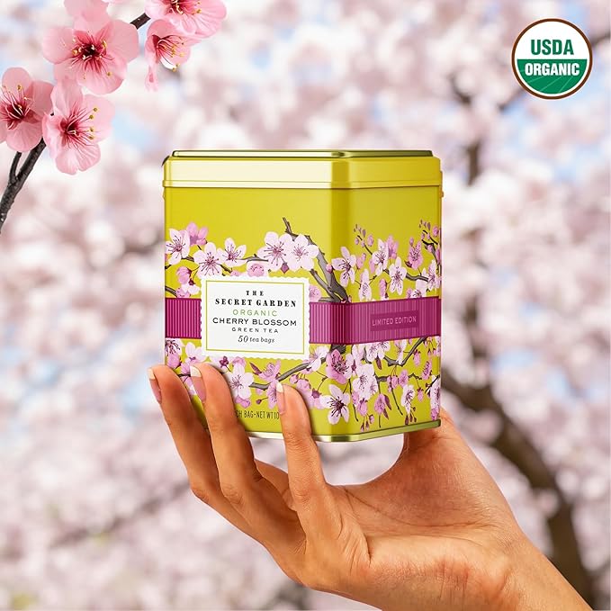 Life Plus Style Gourmet The Secret Garden Organic Cherry Blossom Green Tea 50 Tea Bags Sakura Sugar Free Rich in Antioxidants Supports Heart Health Boosts Immunity Promotes Healthy Skin and Hair