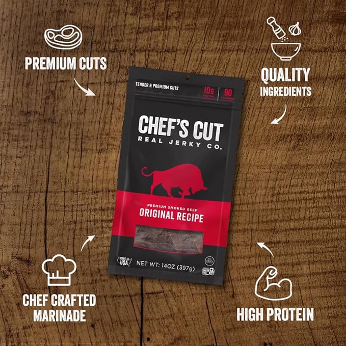 Chef's Cut Real Smoked Beef Original Recipe Jerky, 14 Ounce