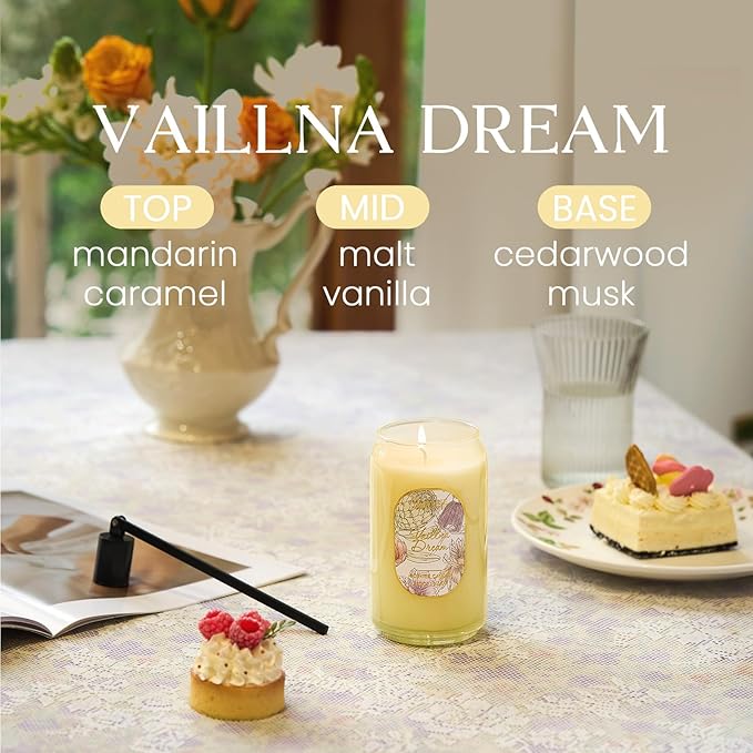 M&SENSE Vaillna Candles for Home Scented, 10.6 Oz Soy Wax Candles Non Toxic Jar Candle Up to 60 Hours Long Burning Home Fragrance Gift for Stress Relief, Meditation, Yoga