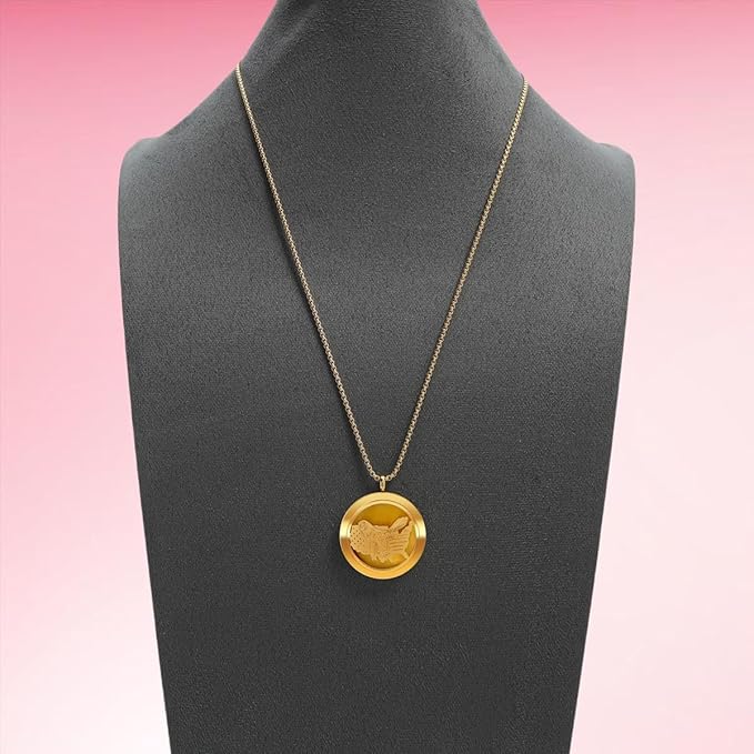 Aromatherapy Diffuser Necklace-Eagles Essential Oil Necklace,Aromatherapy Diffuser Pendant for Men and Women,Portable,Suitable for Yoga,Meditation,Travel,Stress Relief Gift(Gold 30mm)