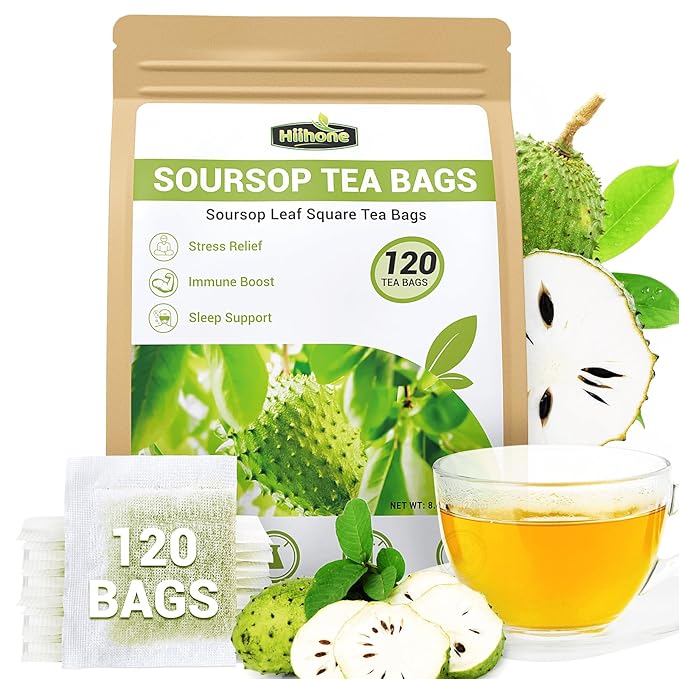 Soursop Leaf Herbal Tea (Graviola) - Caffeine & Sugar Free, 120 Count