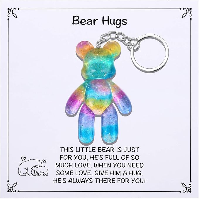 Pocket Bear Hug, Anxiety Relief Gifts for Women Men, Mental Health Positivity Gifts for Anxious Friend, Thinking of You Gift, Comforting Gift for Son Daughter Back to School, Rainbow Blue