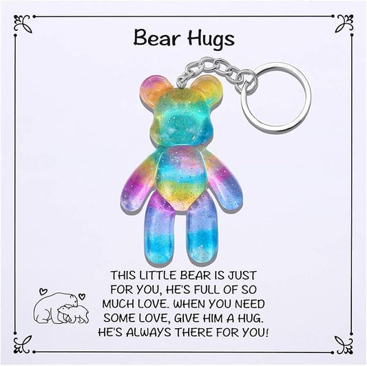 Pocket Bear Hug, Anxiety Relief Gifts for Women Men, Mental Health Positivity Gifts for Anxious Friend, Thinking of You Gift, Comforting Gift for Son Daughter Back to School, Rainbow Blue