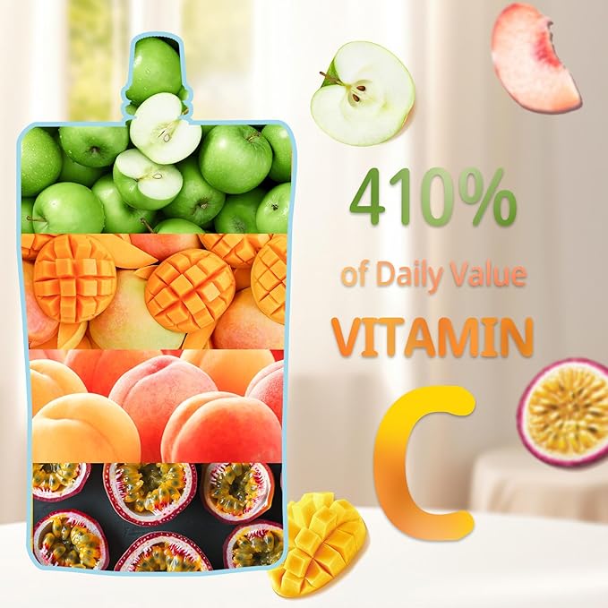 VOLO VERO Drinkable Konjac Jelly Variety Pack, 3 Calories, 10 Pack, 0 Sugar, Vegan, Gluten Free, Keto, Vitamin C Fruit Snacks Holiday Gifts - Flavors Include Mango, Peach, Passion Fruit, and Apple Pouches