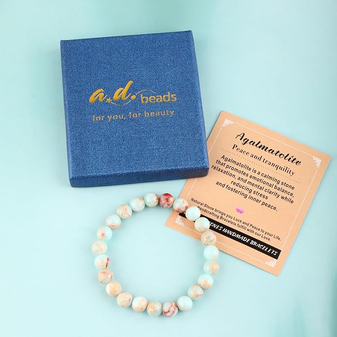 AD Beads 4mm6mm8mm10mm Handmade Bracelet - Natural Gemstone for Peace and Tranquility - Meditation, Yoga, Healing and Energy Gift for Unisex