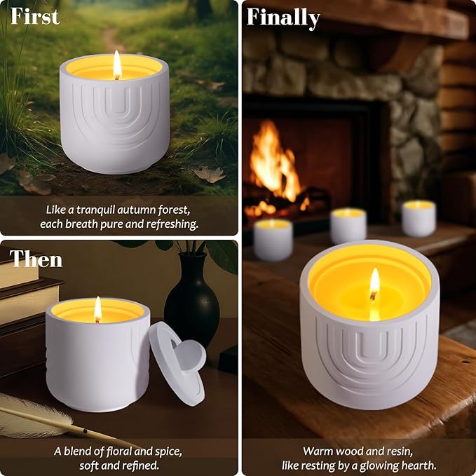 Viyffo Sandalwood Scented Candle, Natural Soy Wax in Modern White Ceramic Jar, Long Lasting Aromatherapy Candle for Relaxation, Meditation & Home Decor Gift