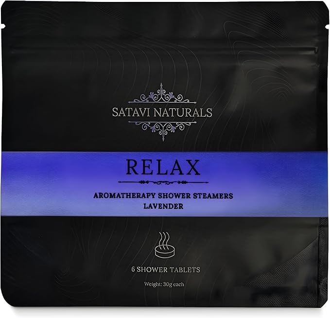 Aromatherapy Shower Steamers (6-Pack) Relax - Lavender Scented Vapor Tabs for Self-Care, Aromatic Shower Bath Bombs, Natural Essential Oils for Women & Men