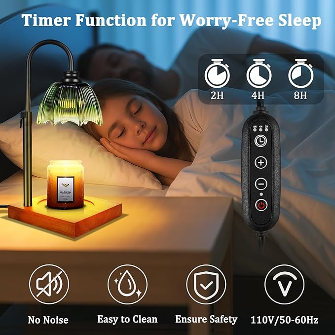 YGS-Tech Candle Warmer Lamp with Timer and Dimmer, Height Adjustable Candle Warmer Lamp for Scented Jar Candles, Birthday Gifts for Women Mom, House Warming Gifts New Home Decor