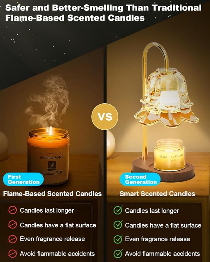 Candle Warmer Lamp with Timer, Upgraded Dimmable Wax Melts Warmer for Jar Candles, Height Adjustable Candle Lamp, Birthday Gifts for Women Mom, House Warming Gifts New Home Decor