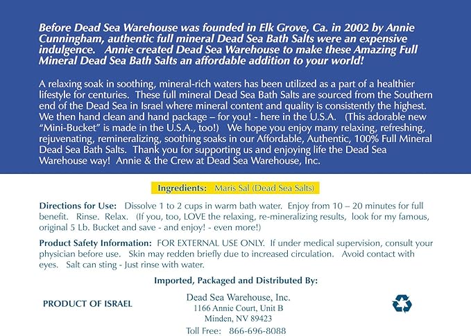 Dead Sea Warehouse – Amazing Minerals Dead Sea Bath Salts – 2 LBS – Highest Mineral Content – Natural Muscle Tension Relief