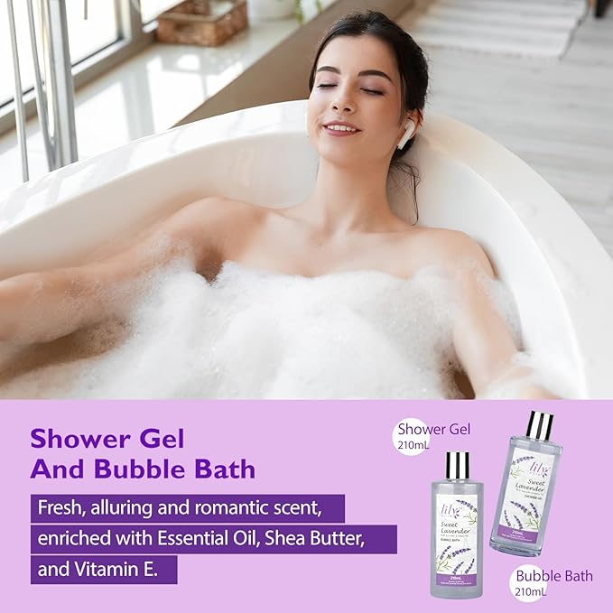 Christmas Gifts for Women - 22-Piece Luxury Lavender Bath and Body Gift Basket Set for Women, Spa Gift Basket with Bath Bomb, Diffuser | Self Care Mothers Day Birthday Gifts for Her, Bridal Shower