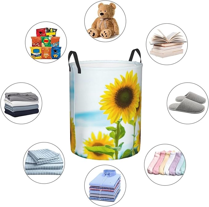 Laundry Basket Flower Plants Collapsible Large Capacity, 63L Dirty Clothes Basket Durable Lightweight Hamper With Handles Ideal For Clothes,Toys Home Organization,19.6in *15.7in,