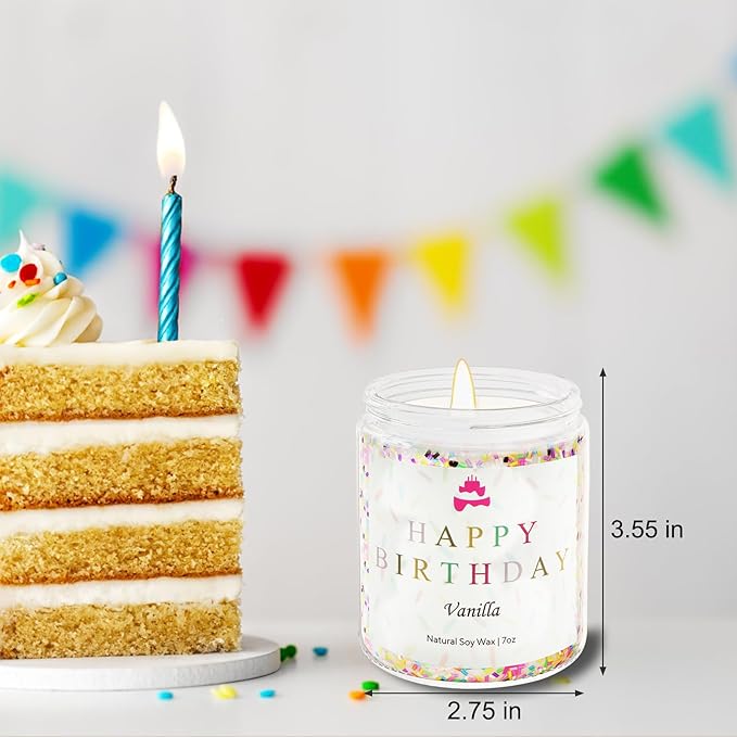 Lihome Happy Birthday Candle - Birthday Gifts for Women, Men, Mom, Dad, Sister, Teacher, Friends - Best Gifts for Her Ideas, Natural Soy Wax Vanilla Scented Candles