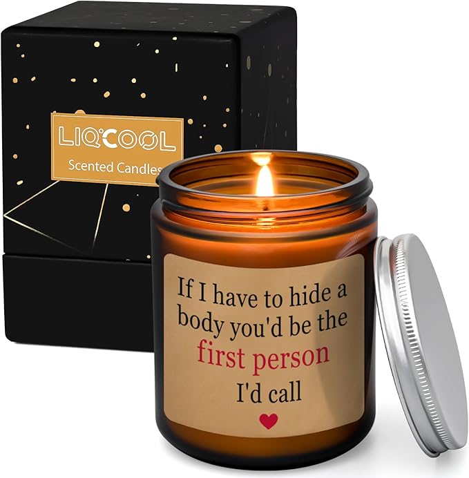 LiqCool Sister Gifts: Christmas & Birthday Funny Gifts for Friends, Women, Men - Lavender Scented Candle (7 Oz, Brown)