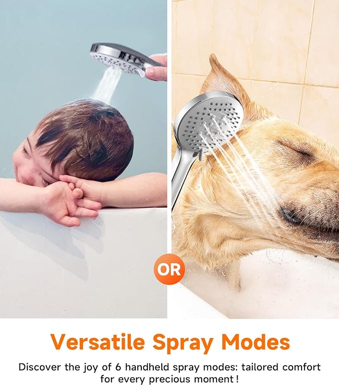 10 inch Rainfall Shower Head Combo Stainless Steel, THE FIRST WATERFALL mode, 10 Inch Rain Shower Head with Handheld 6 Spray Modes High Pressure, Overhead Shower Adjustable Extension Arm,Chrome