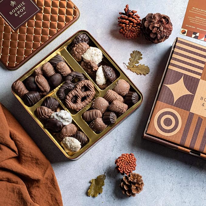 Chocolate Gift Basket, Candy Food Gifts Arrangement Platter, Gourmet Snack Box, Thanksgiving, Christmas, Holiday Present Idea, Corporate Him & Her, Men Women Sympathy Family Parties & Get Well- Bonnie & Pop