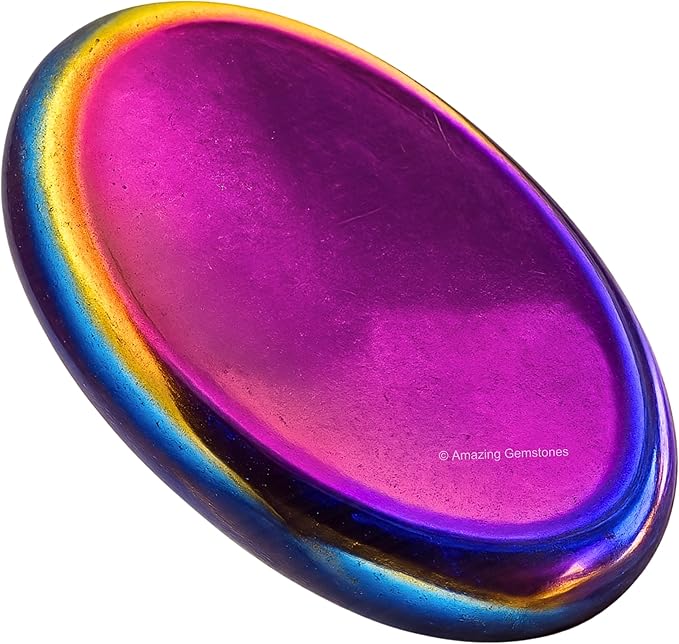 Amazing Gemstone Titanium Aura Quartz Worry Stone, Healing Crystals - Piedra Crystal Fidget for Gift, Meditation, Calming, Relaxation, Stress Relief