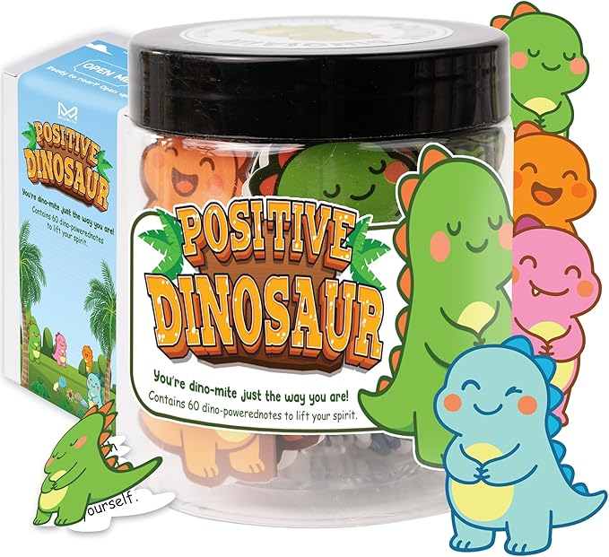 Positive Dinosaur Jar, Inspirational Dinosaur Gifts for Teens Girls Boys, 60 Affirmation Cards for Women, Teens, White Elephant Gifts, Teen Girl Gifts Trendy Stuff