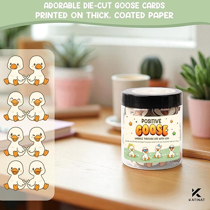 Positive Goose Jar, 60 Silly Goose Affirmation Cards, Teen Girl Gifts Treny Stuff, Birthday Gifts for Teenage Girls, Daughter, Stocking Stuffers for Teen Girls